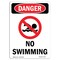 Signmission Safety Sign, OSHA Danger, 24" Height, Rigid Plastic, No Swimming, Portrait OS-DS-P-1824-V-1709 - alternate 1